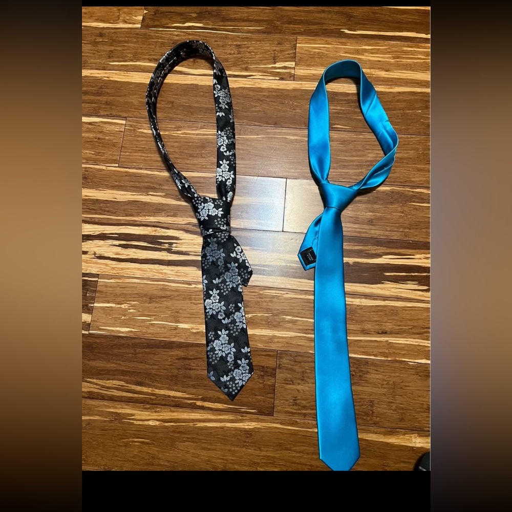 Elegant Black Floral and Vibrant Blue Ties